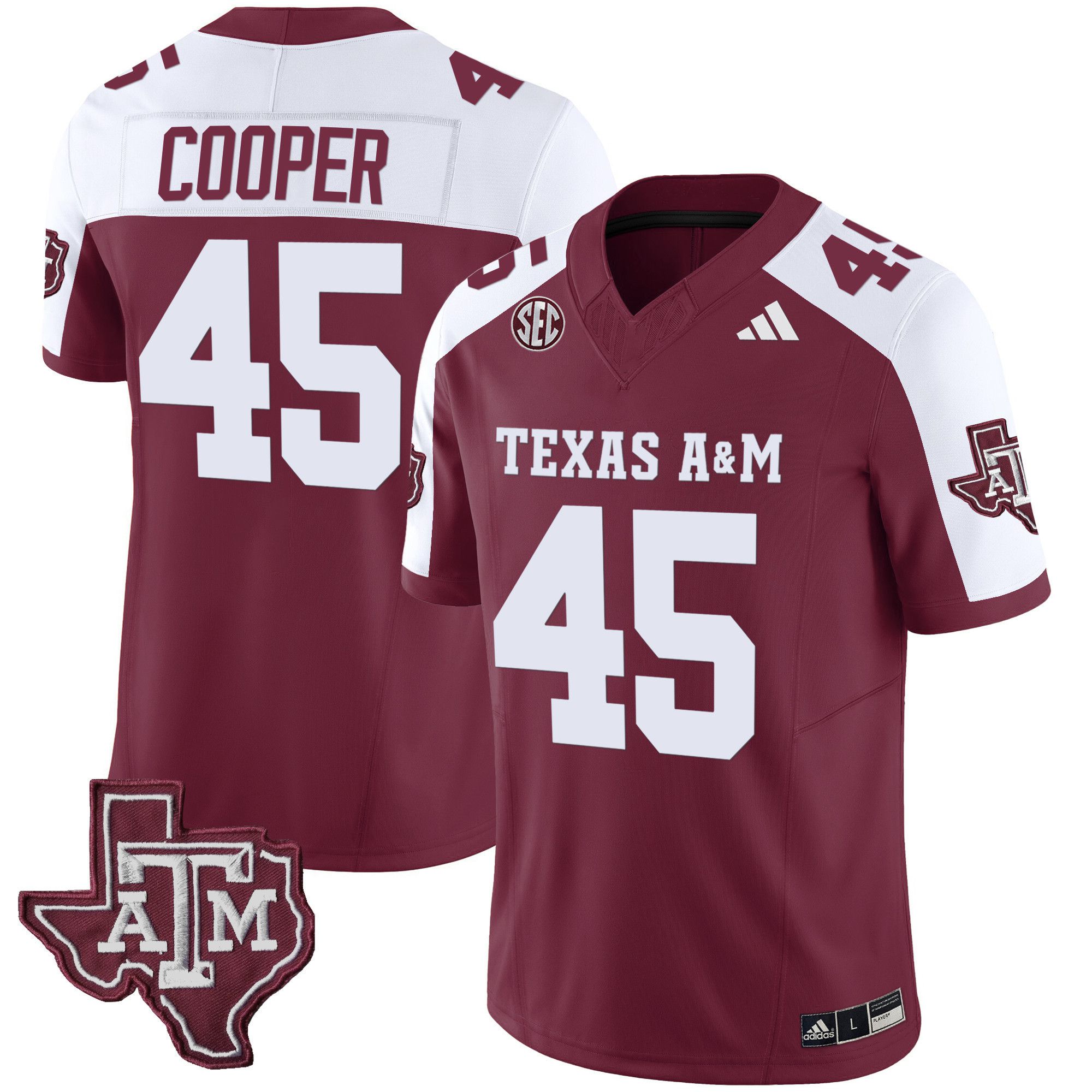Men Texas A&M Aggies #45 Cooper Red 2024 Vapor Limited NCAA Jersey